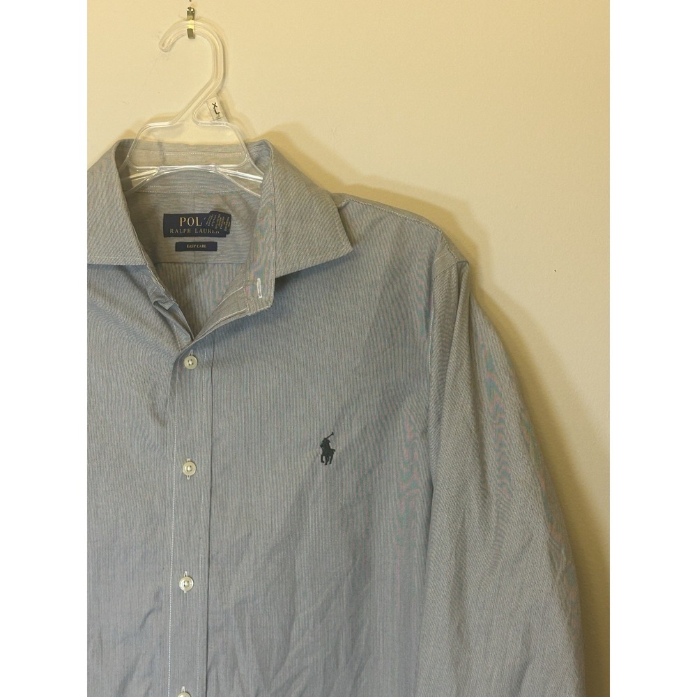 Polo Ralph Lauren Poplin Shirt Men's 16 34/35 Easy Care Gray Long Sleeve